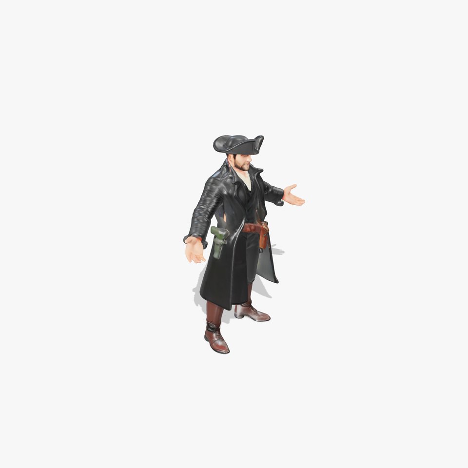 Colonial Pirate D Character Model  Rigged and Animated